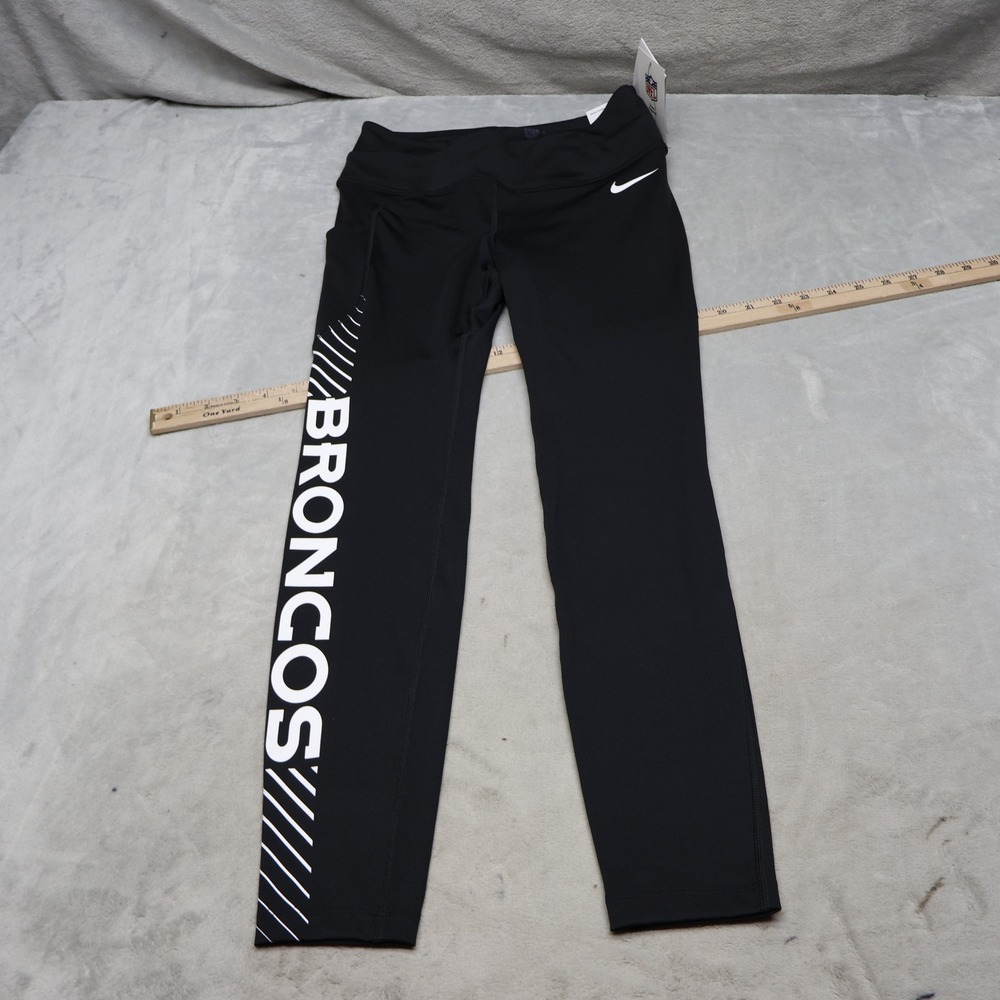 Denver Broncos Nike Leggings Womens Medium Black Dri-Fit‎ NFL Athletic 25x28 NEW